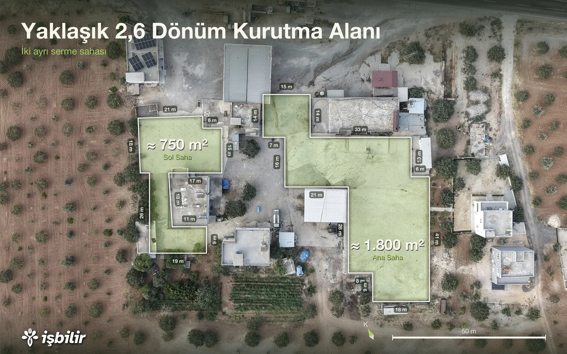 İşbilir fıstık kavlatma tesisi ve serme sahaları, havadan